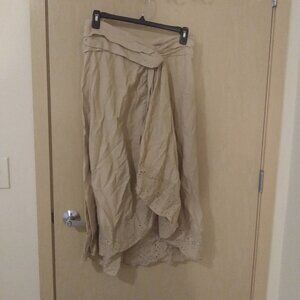 NWOT Jason Wu Beige Linen Blend Midi Skirt (10)